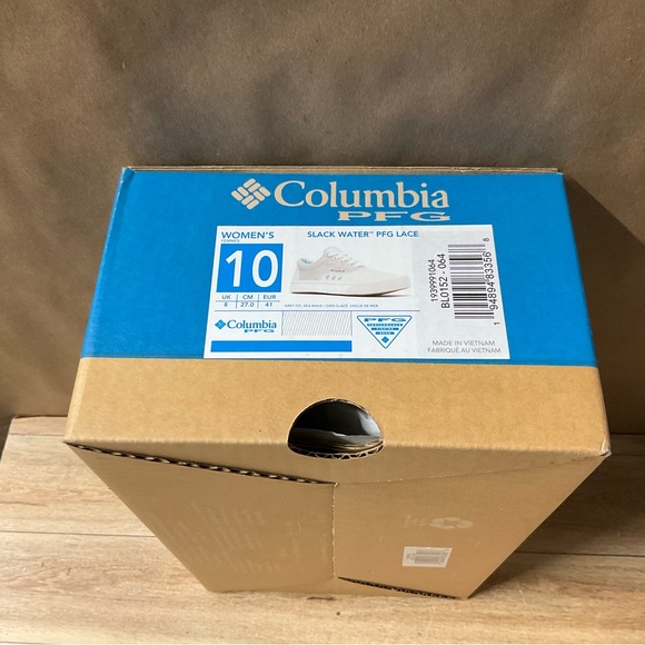 Women’s Columbia Slack Water PFG Lace Sneakers Boat Shoes Grey Ice Sea Wave Blue - Picture 15 of 16